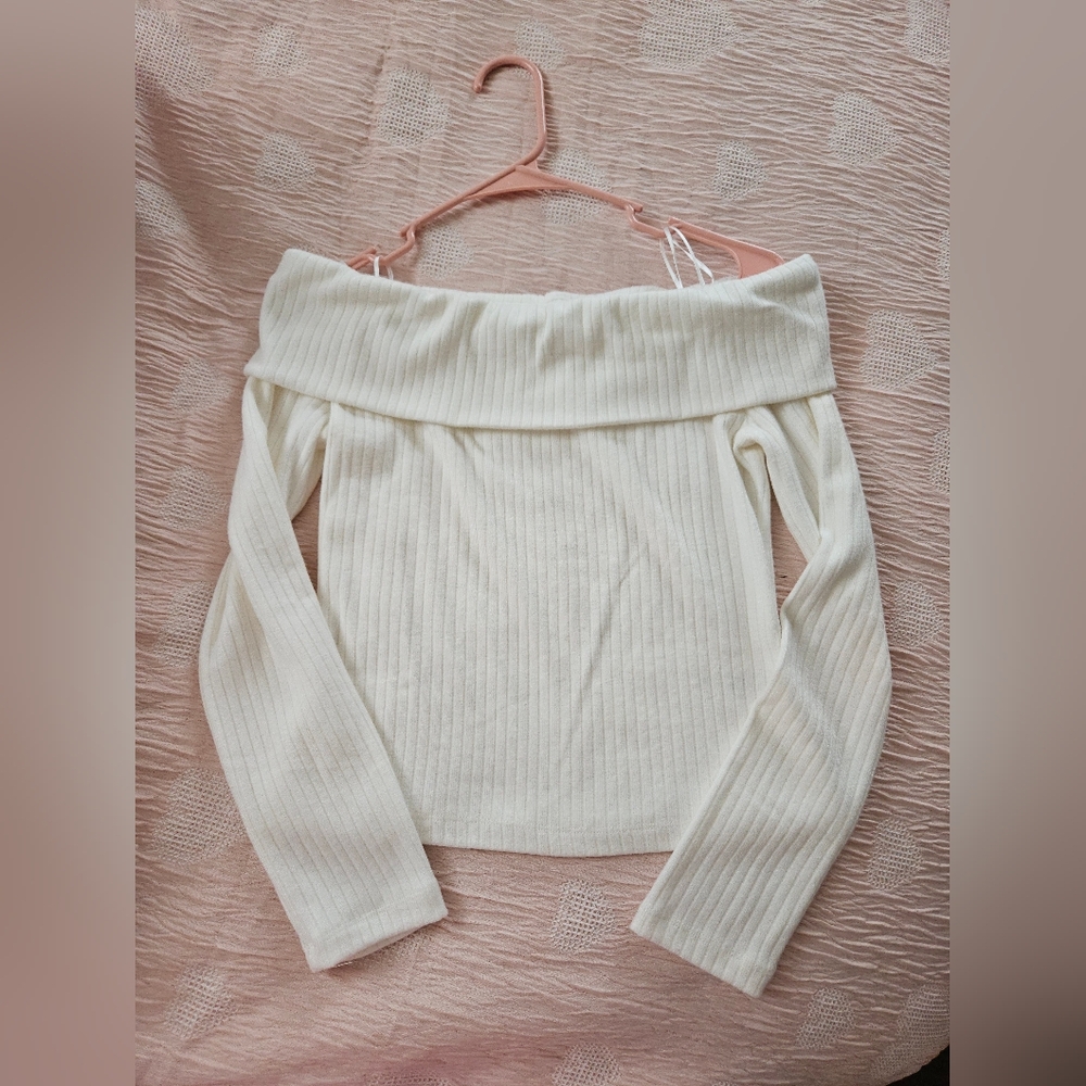Off-Shoulder Ribbed Knit Top